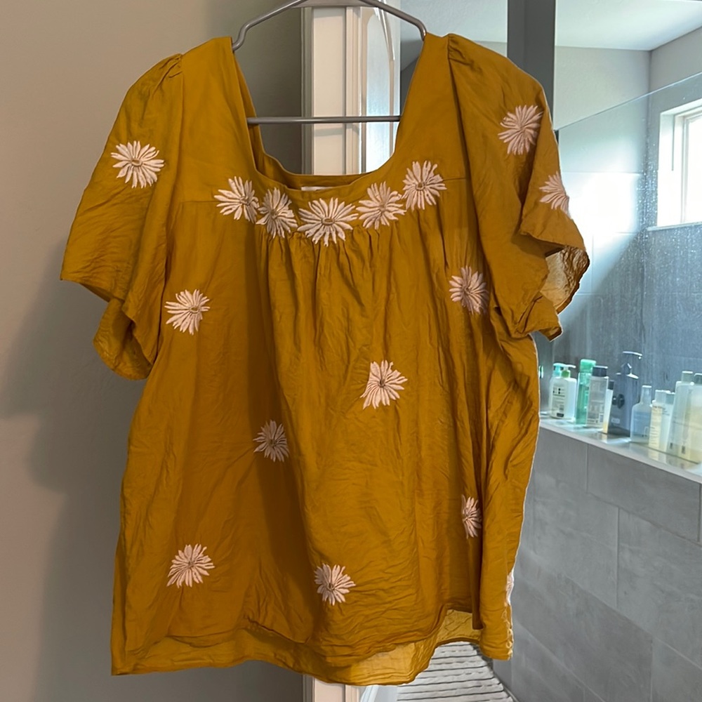 Madewell Flower Mustard Top